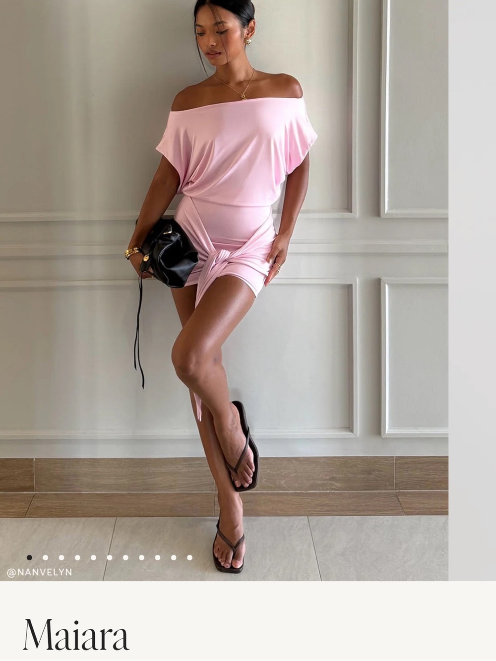Meshki Pink Off-Shoulder Mini Dress
